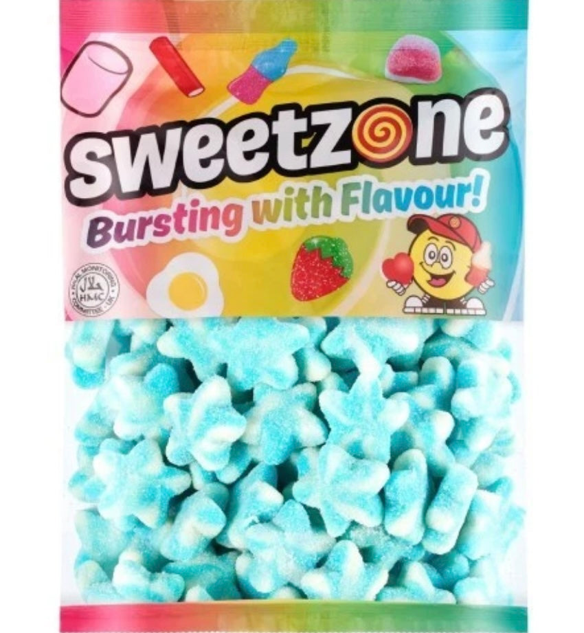 Sweetzone Fizzy Blue Stars - 1kg Bulk Bag - Halal & Gluten-Free Gummy Sweets