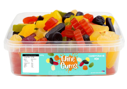 Candycrave Wine Gums Tub 600g | Colourful Fruit Flavoured Hard Jelly Sweets