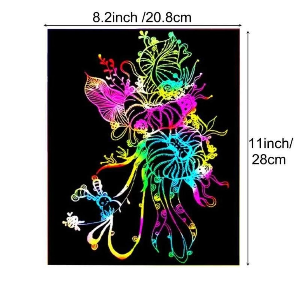 50 Sheets A4 Rainbow Scratch Paper with Tools