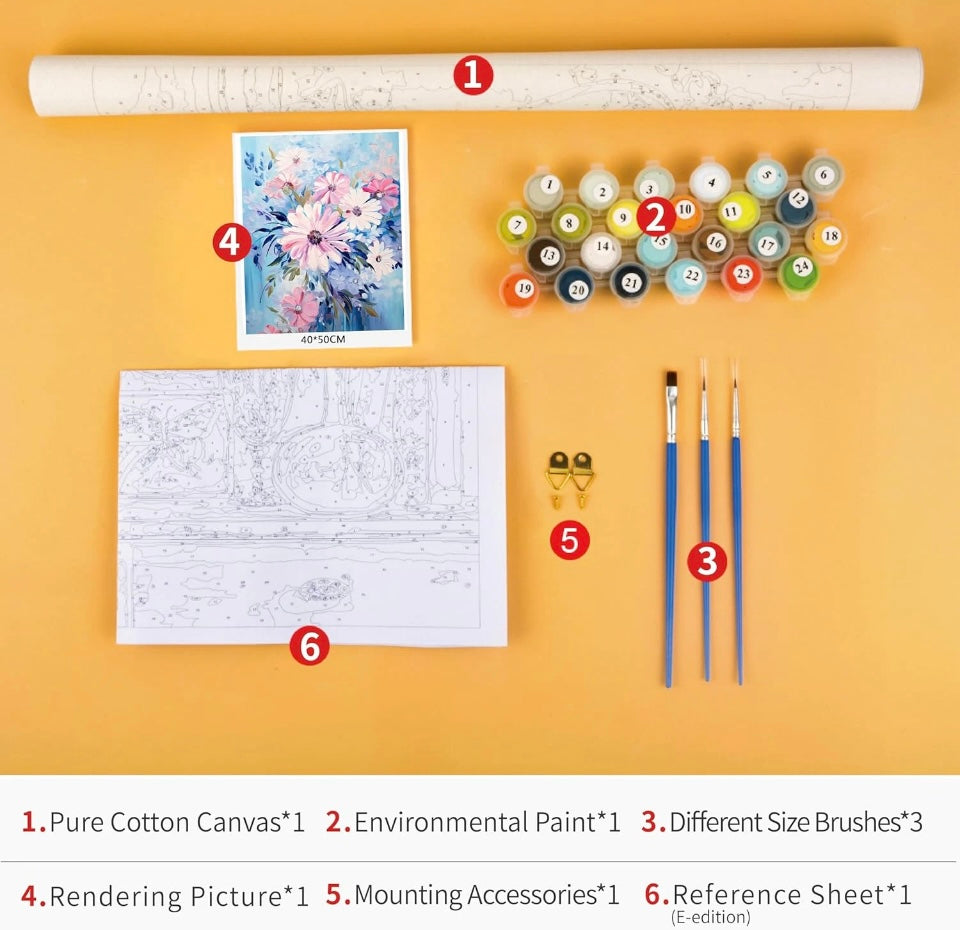 TISHIRON Paint by Numbers for Adults Beginner, Flowers Kit