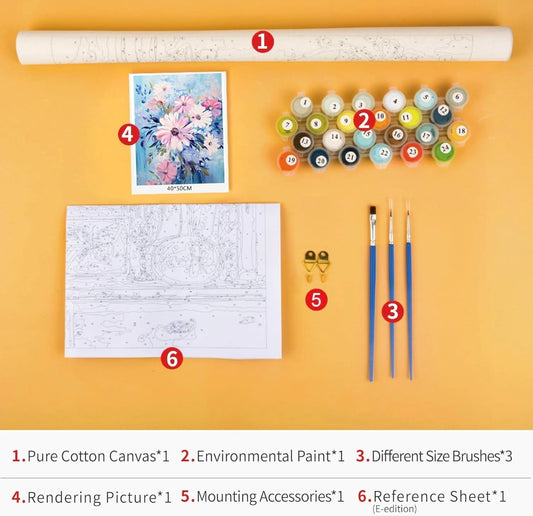 TISHIRON Paint by Numbers for Adults Beginner, Flowers Kit