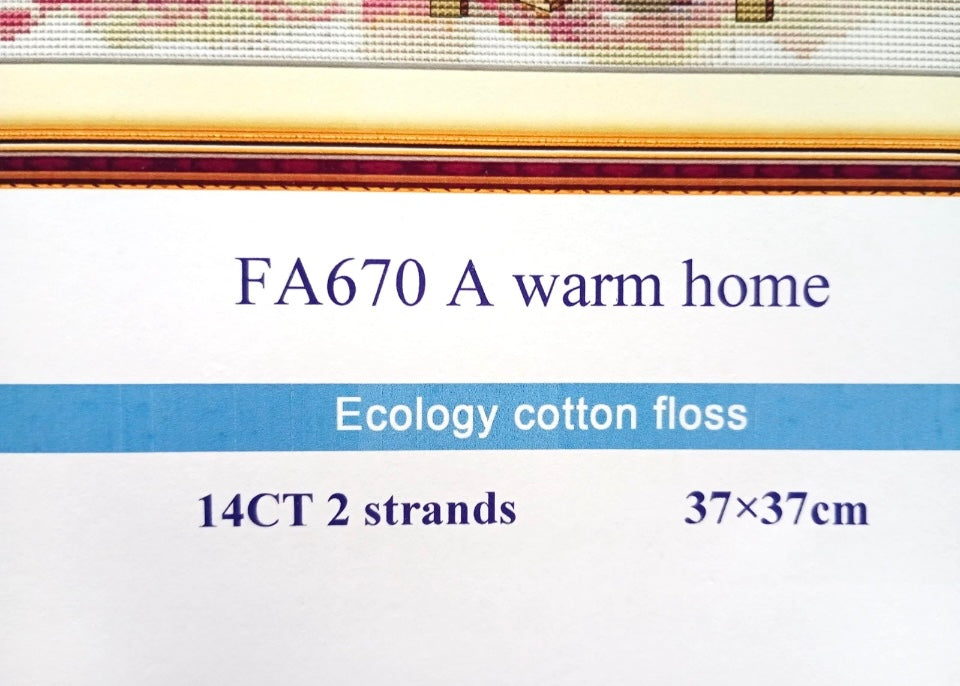 A Warm Home - Unprinted 14 Count Cross Stitch Kit - Aida Size 37 x 37cm