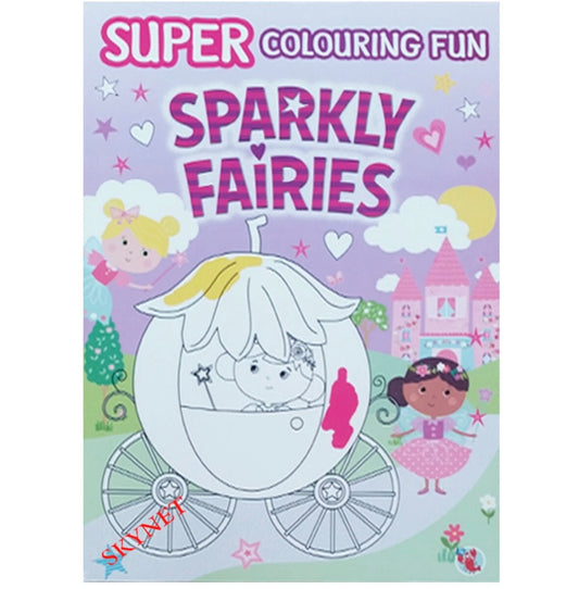 A4 Girls Children's Colouring Activity Book SPARKLY FAIRIES PRINCESS FUN AGE 3+