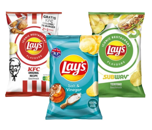 Lays Crisps 150g – 3 Pack Set (KFC, Subway, Salt & Vinegar)