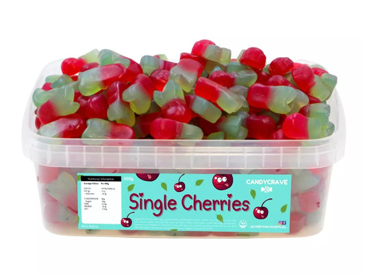Candycrave Single Cherries Gummy Jelly Party Sweets Tub 600g