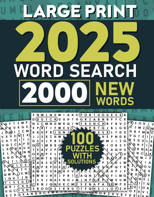 2025 Large Print Word Search for Adults 2000 Words 100 Puzzles With Solutions
