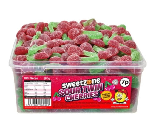 Sweetzone Sour Twin Cherries - 800g Halal Gummy Sweets Tub